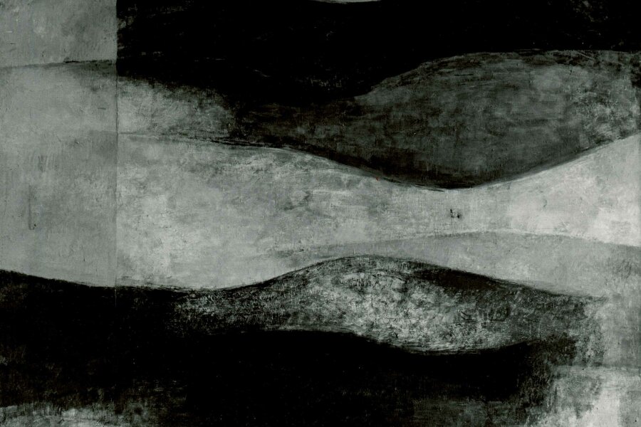Jánuš Kubíček, Svislé tvary (Nymfy II) 1968, žloutková tempera, plátno